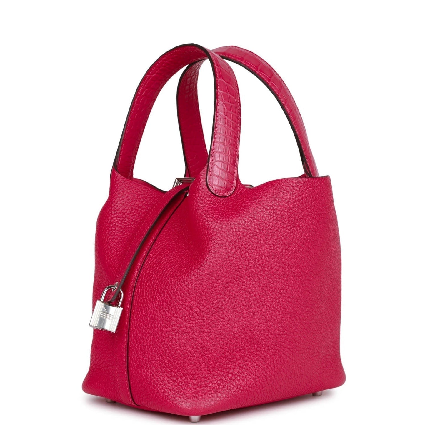 Luxury Hermes Picotin Lock 18 Framboise Clemence and Matte Alligator Touch Palladium Hardware