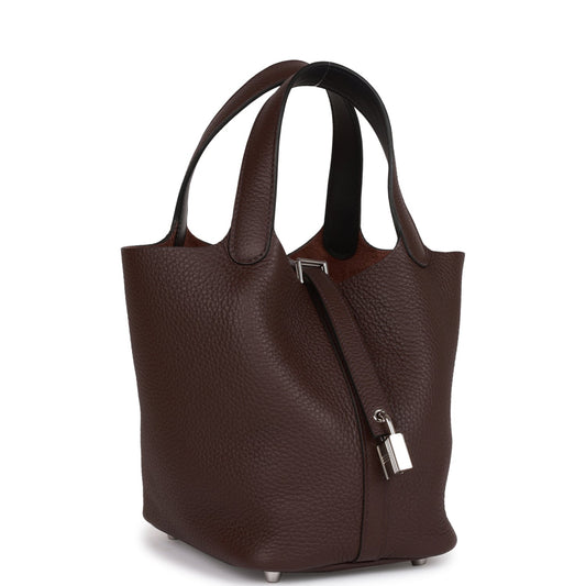Luxury Hermes Eclat Picotin Lock 18 Rouge Sellier Clemence Palladium Hardware