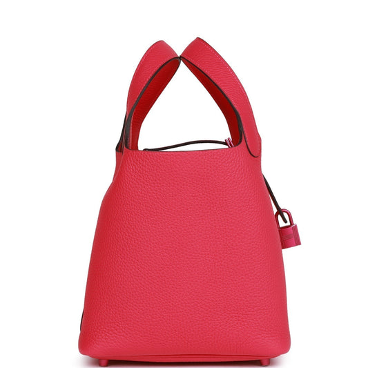 Luxury Hermes Monochrome Picotin 18 Rose Mexico Clemence Pink Hardware