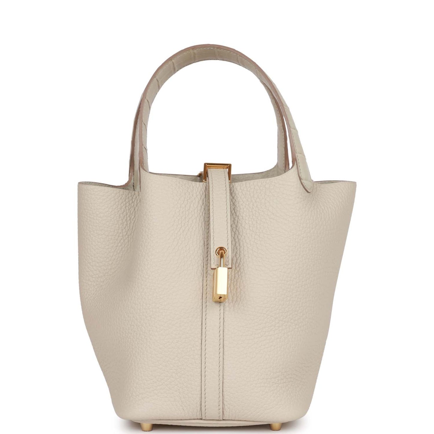 Luxury Hermes Picotin Lock 18 Beton Matte Alligator and Clemence Touch Gold Hardware