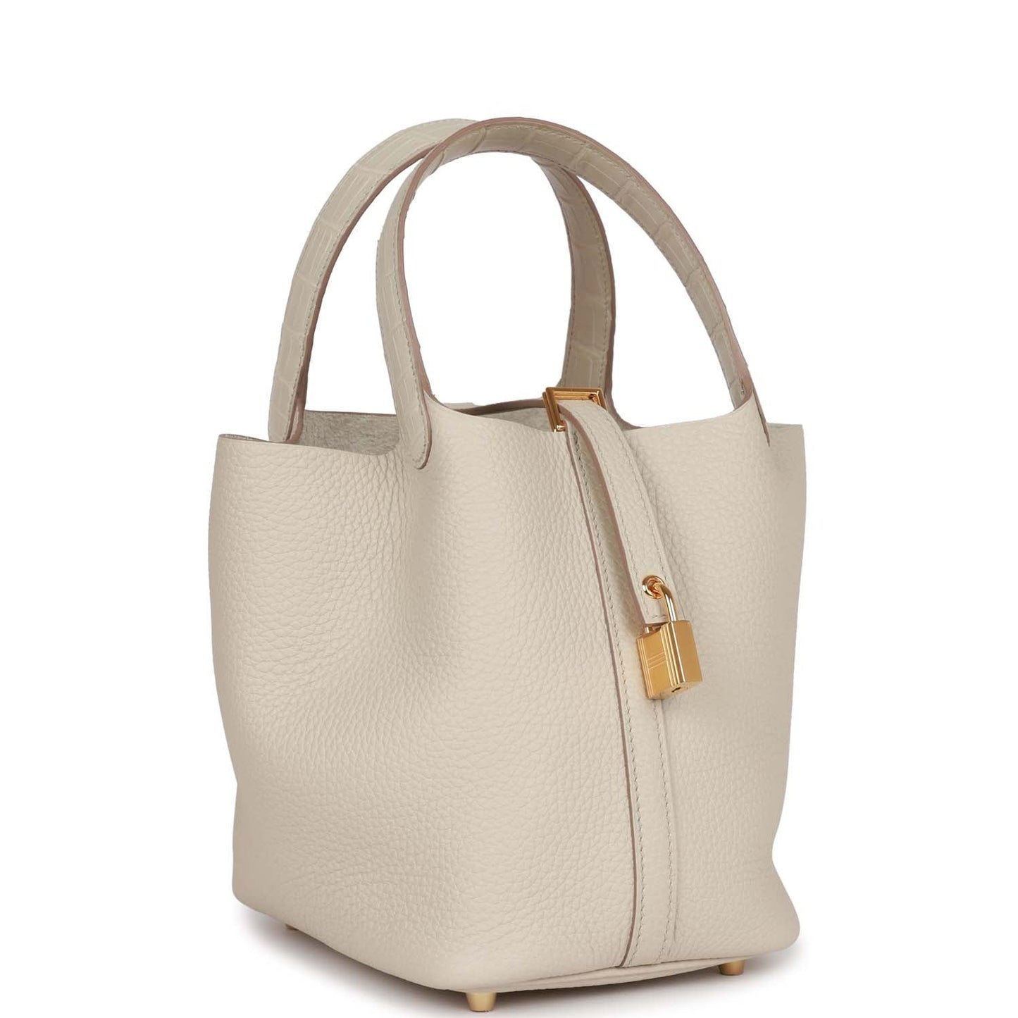Luxury Hermes Picotin Lock 18 Beton Matte Alligator and Clemence Touch Gold Hardware