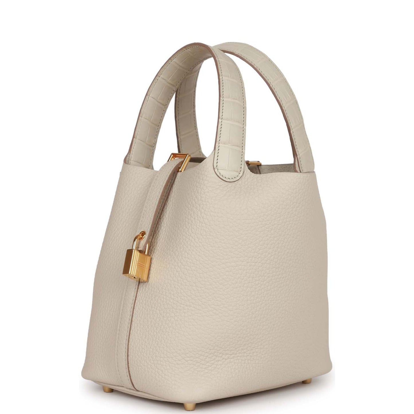 Luxury Hermes Picotin Lock 18 Beton Matte Alligator and Clemence Touch Gold Hardware