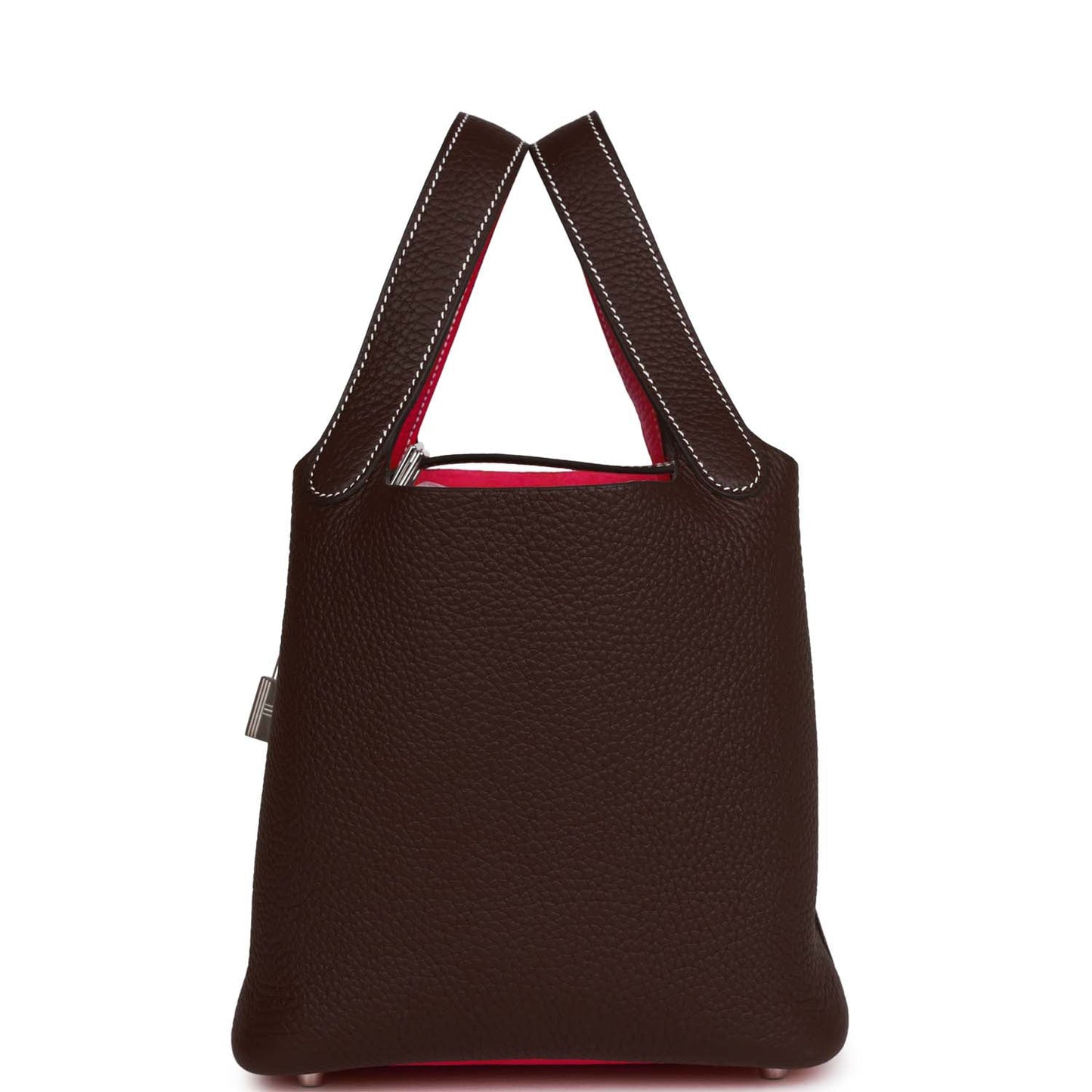 Luxury Hermes Picotin Lock 18 Casaque Framboise and Rouge Sellier Clemence Palladium Hardware