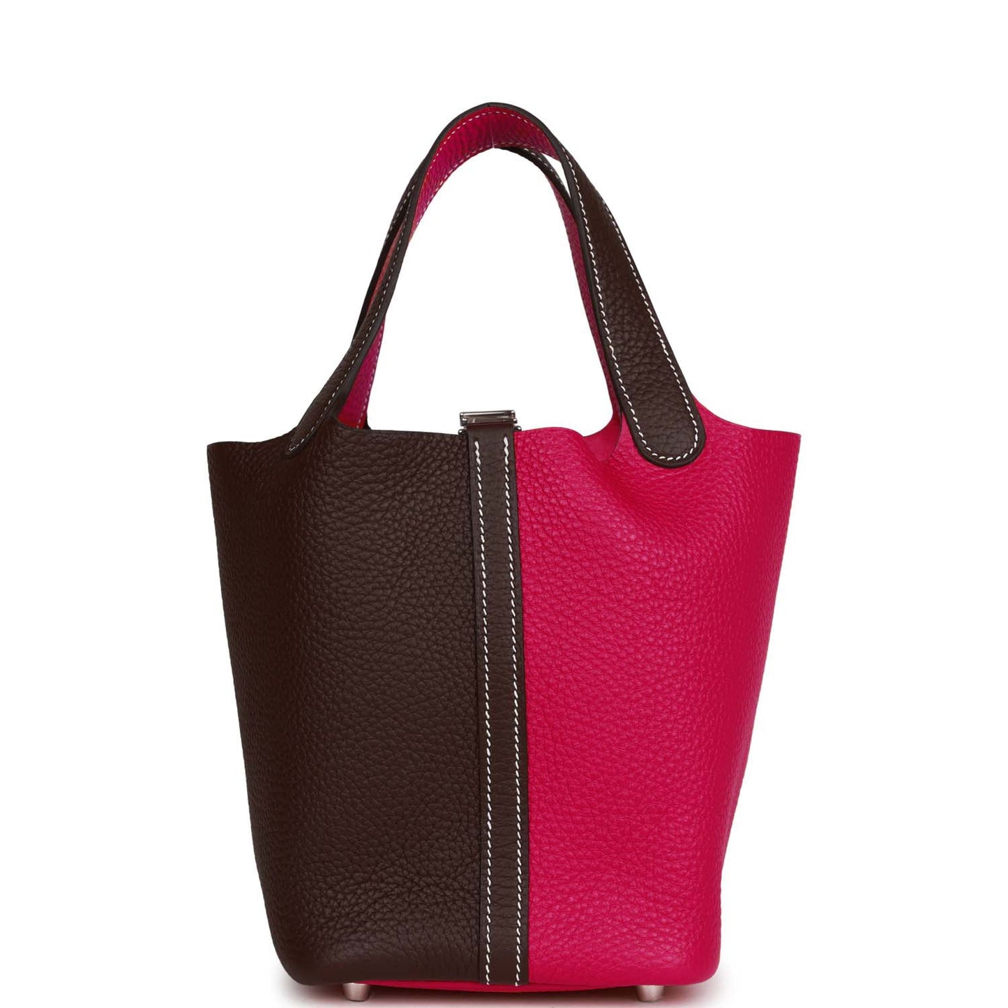 Luxury Hermes Picotin Lock 18 Casaque Framboise and Rouge Sellier Clemence Palladium Hardware