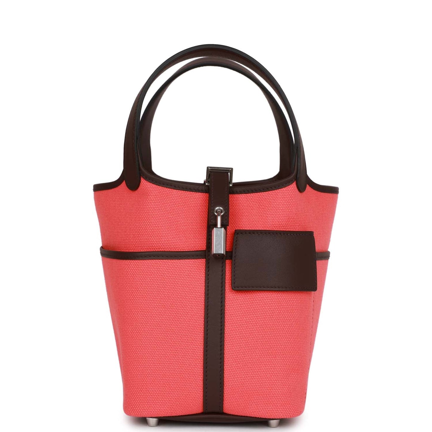 Luxury Hermes Picotin Cargo 18 Rose Texas and Rouge Sellier Swift and Toile Canvas Palladium Hardware