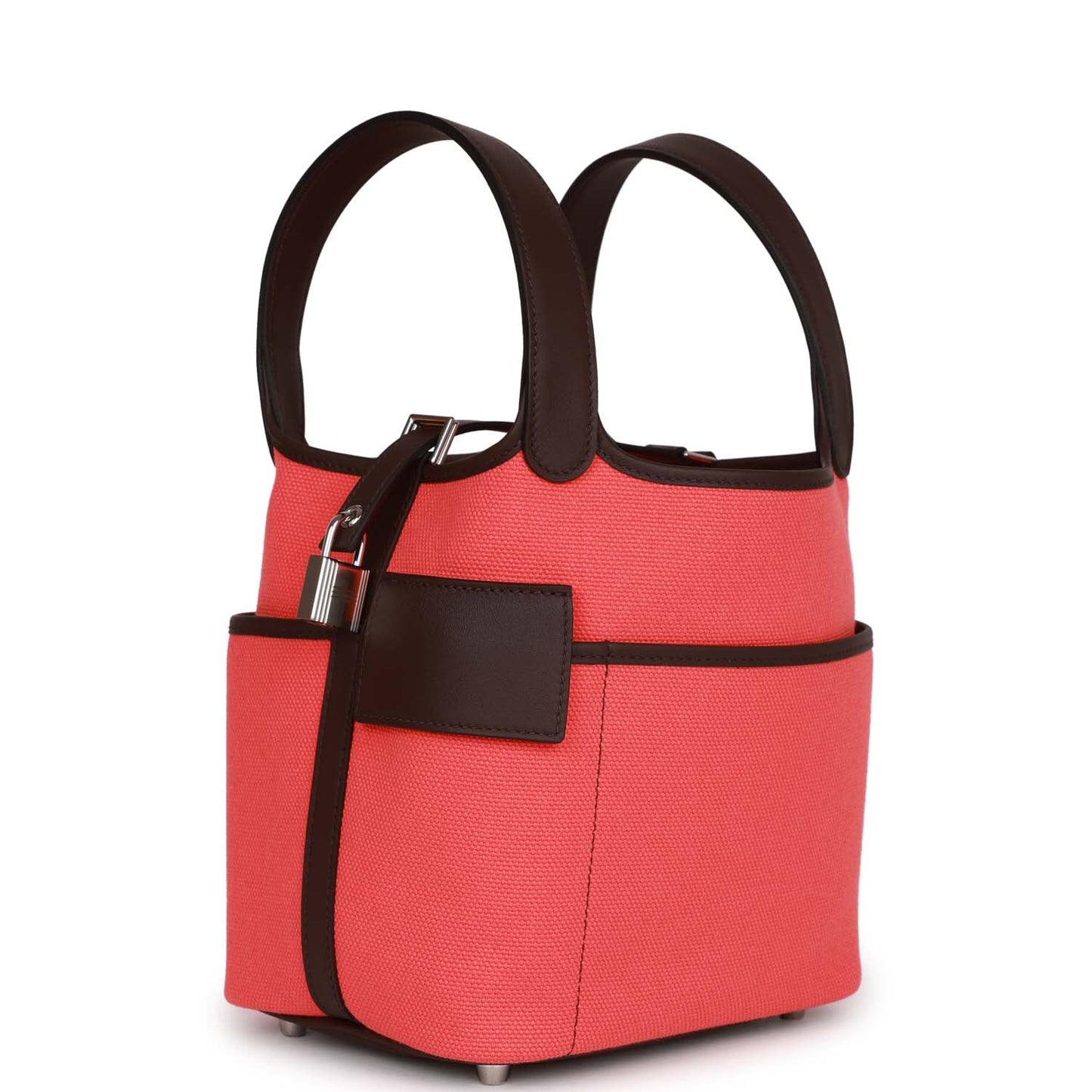 Luxury Hermes Picotin Cargo 18 Rose Texas and Rouge Sellier Swift and Toile Canvas Palladium Hardware