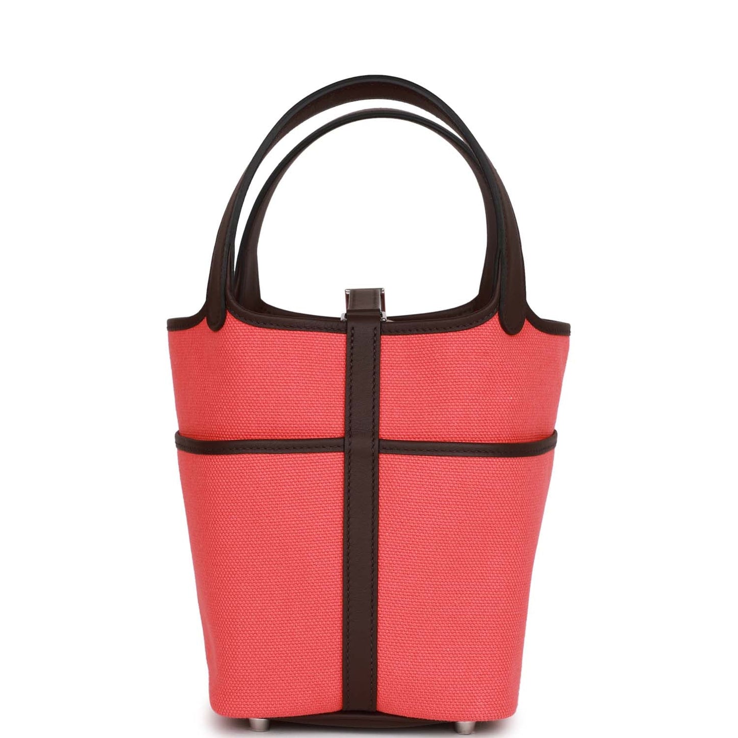 Luxury Hermes Picotin Cargo 18 Rose Texas and Rouge Sellier Swift and Toile Canvas Palladium Hardware