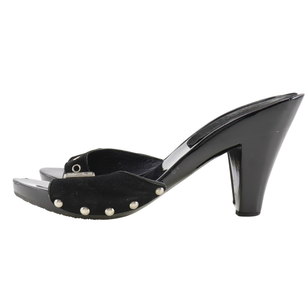 Chanel Wood Leather Mules