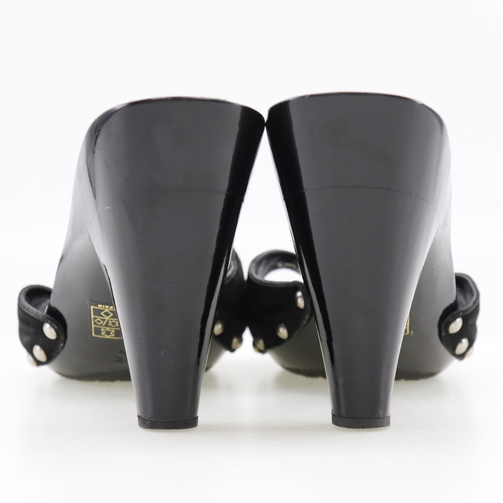 Chanel Wood Leather Mules