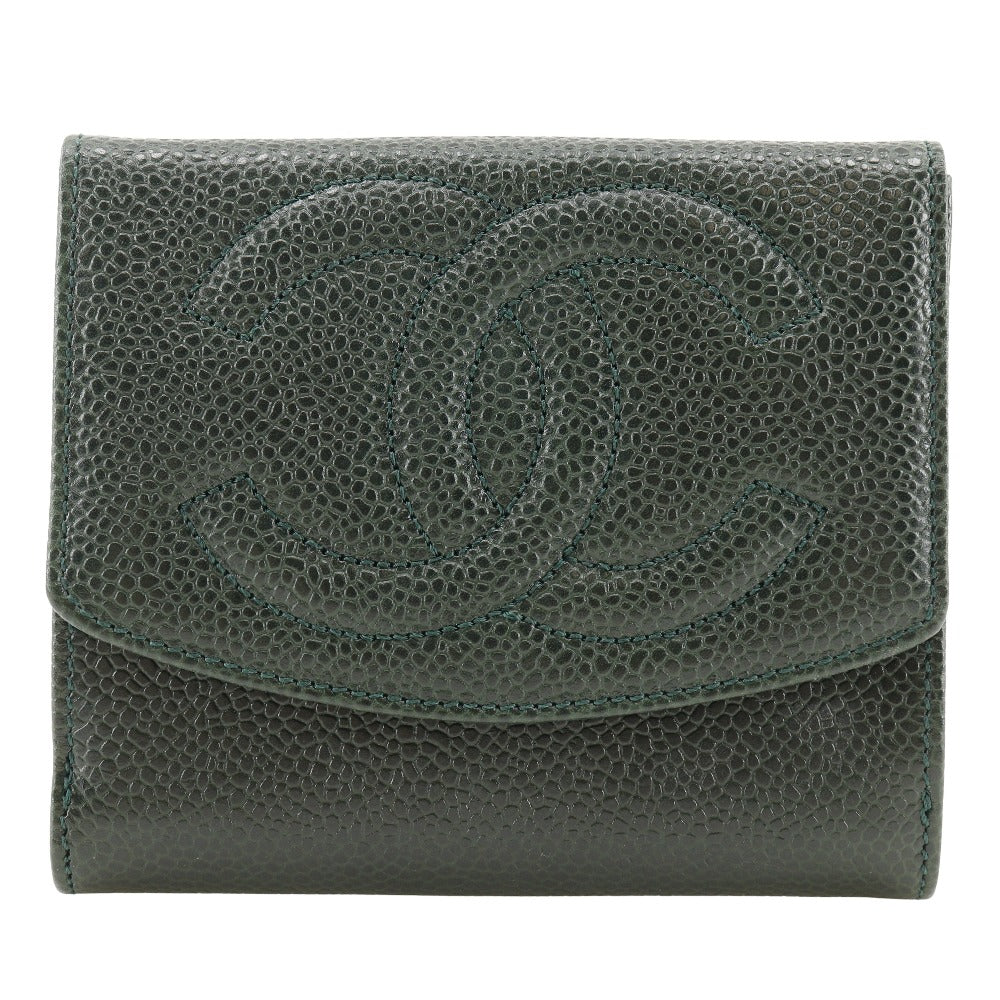 Chanel Caviar Bifold Wallet Leather Short Wallet A13496 in New Condition