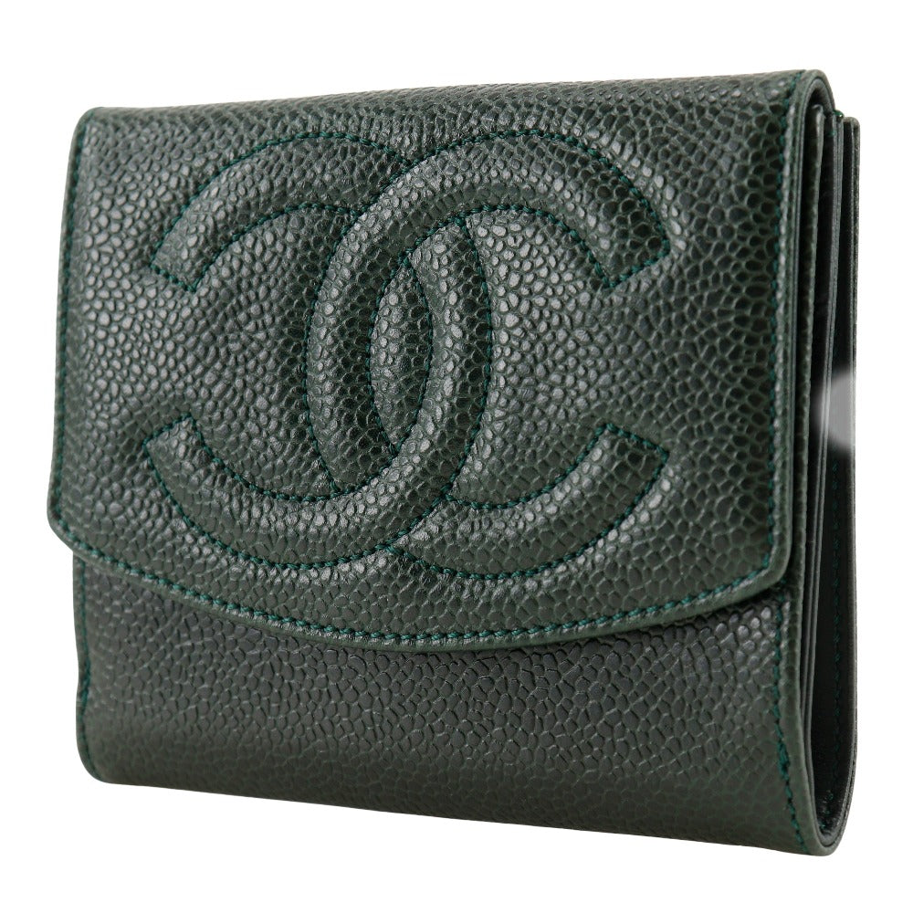 Chanel Caviar Bifold Wallet Leather Short Wallet A13496 in New Condition