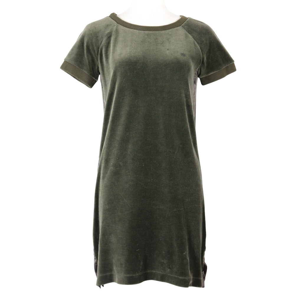 Luxury Gucci Trending 2025 Velour Side Line Dress Khaki