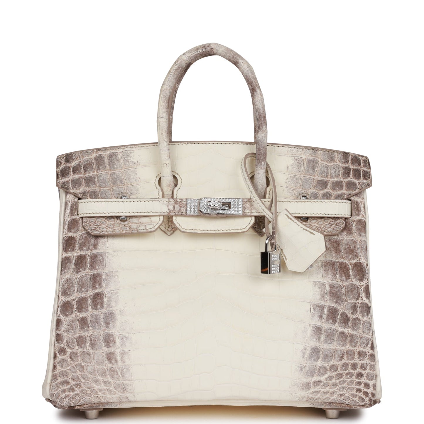 Luxury Hermes Birkin 25 Himalaya Niloticus Crocodile Diamond Encrusted Hardware