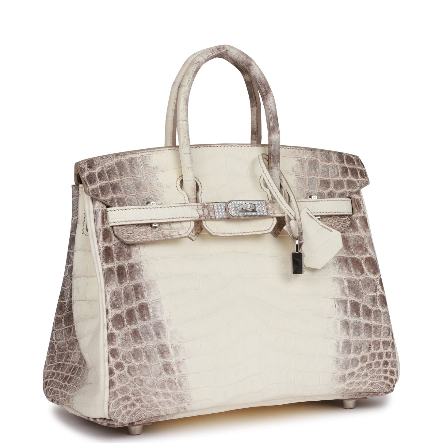 Luxury Hermes Birkin 25 Himalaya Niloticus Crocodile Diamond Encrusted Hardware