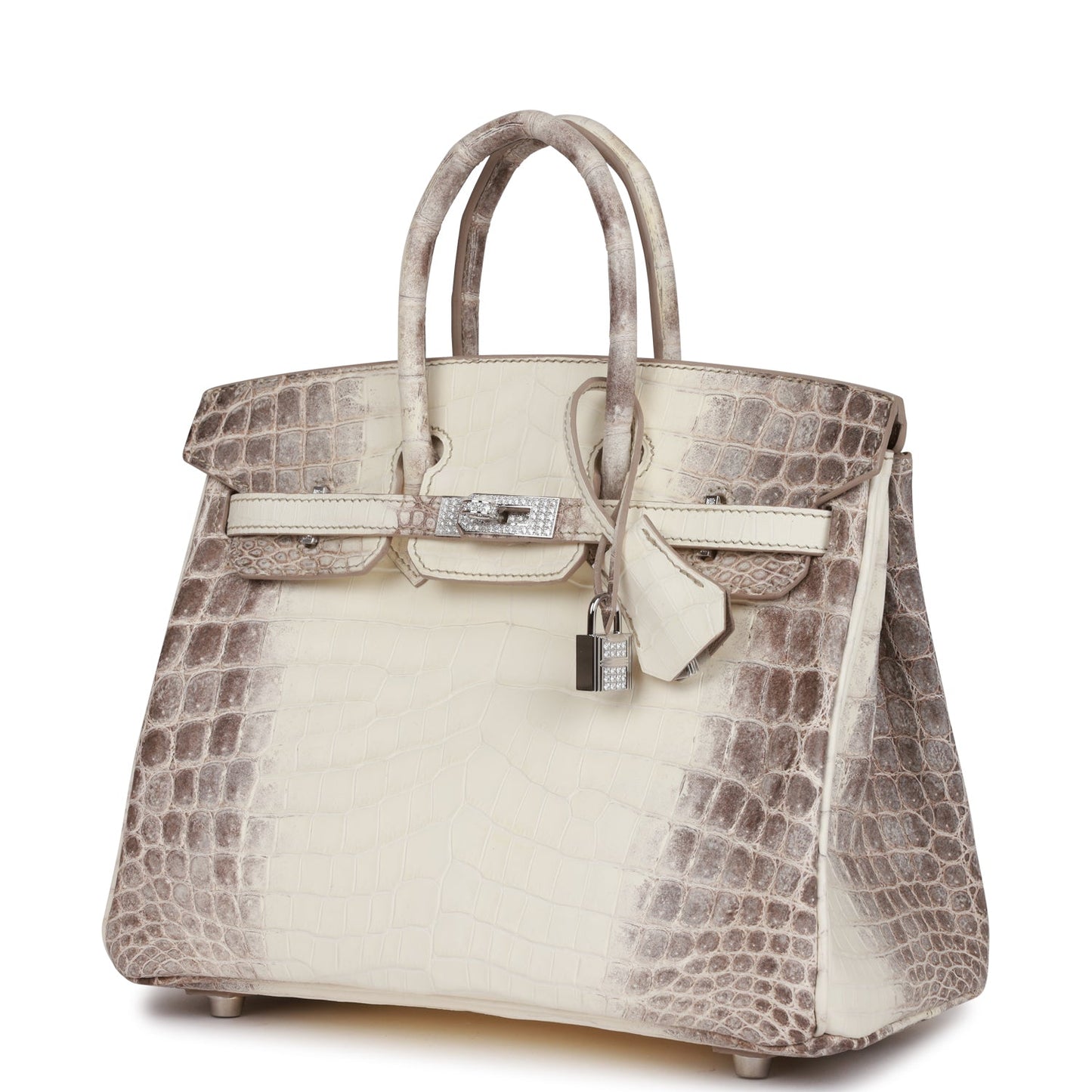 Luxury Hermes Birkin 25 Himalaya Niloticus Crocodile Diamond Encrusted Hardware