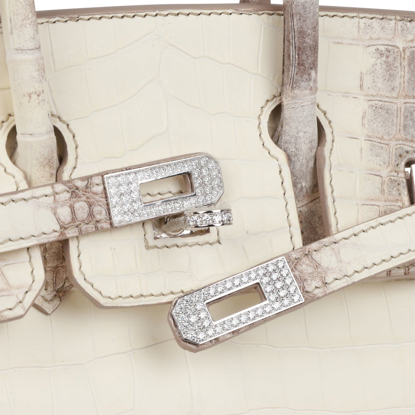 Luxury Hermes Birkin 25 Himalaya Niloticus Crocodile Diamond Encrusted Hardware
