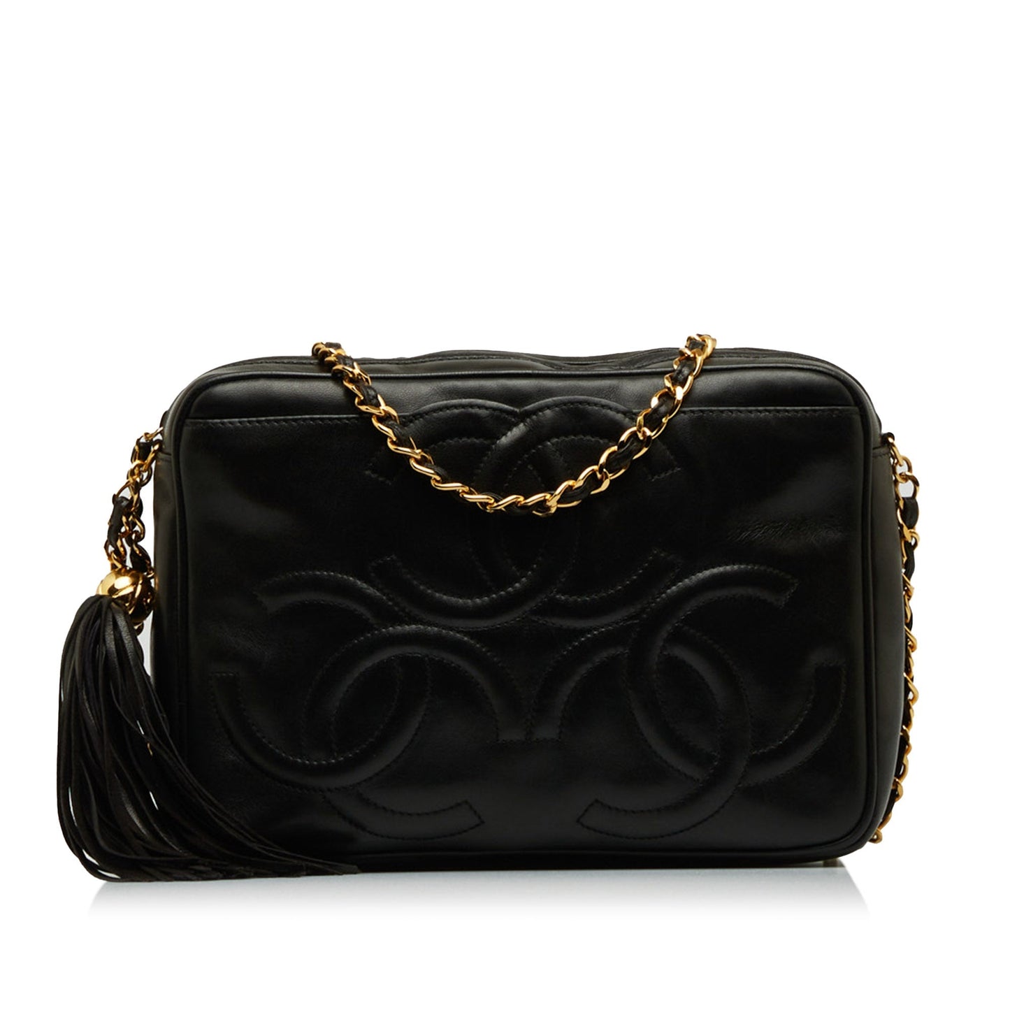 Luxury Chanel Triple CC Camera Bag Black Lambskin Gold