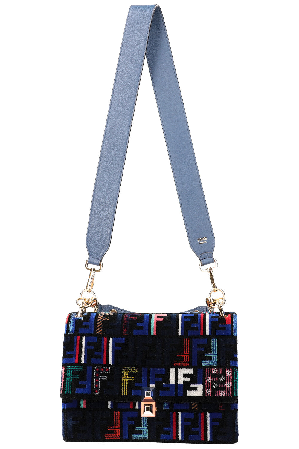 Luxury Fendi Kan I Bag Velvet Blue