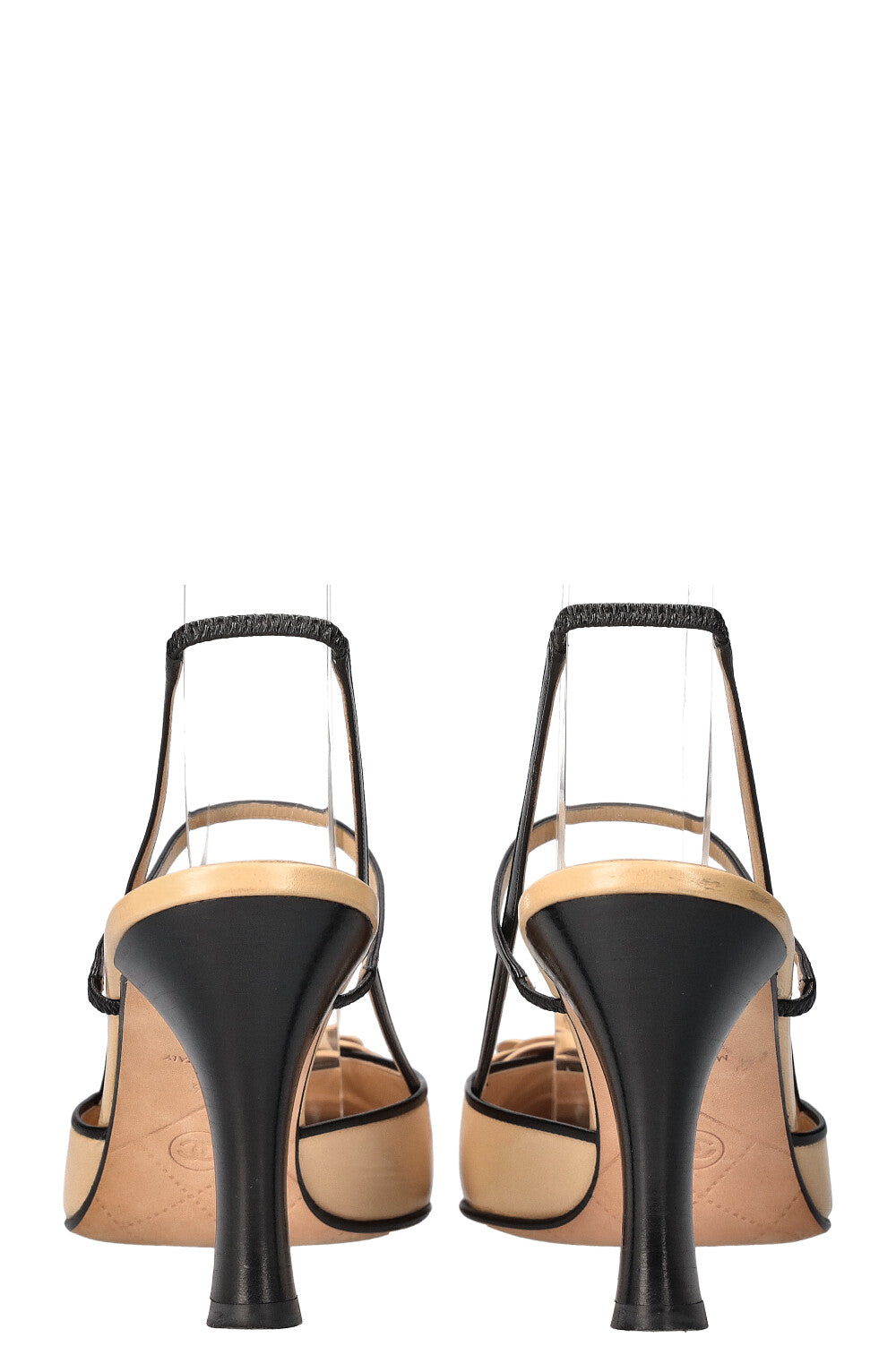 CHANEL Camellia Heels Beige Black