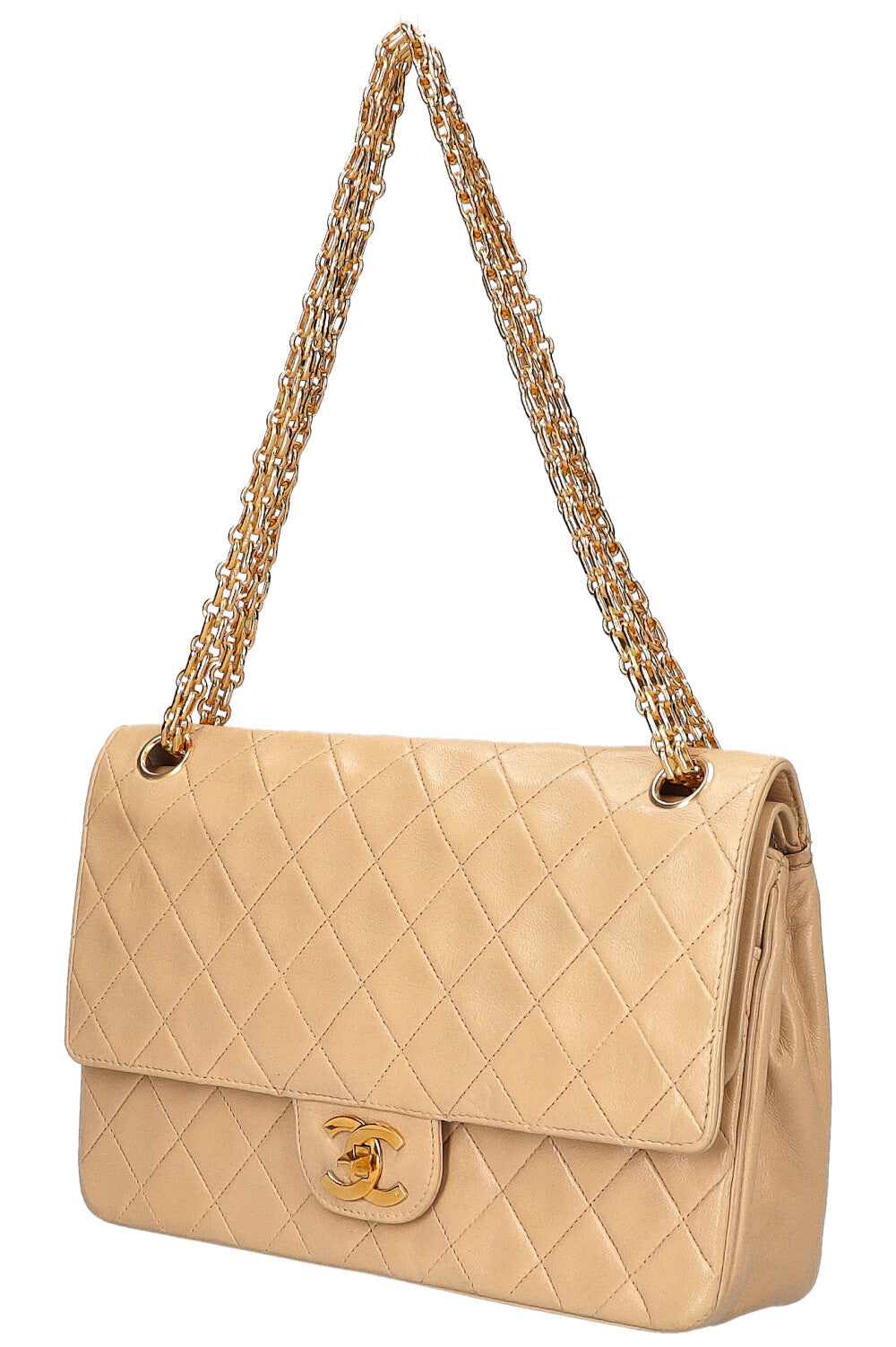CHANEL Vintage Reissue Chain Double Flap Bag Beige