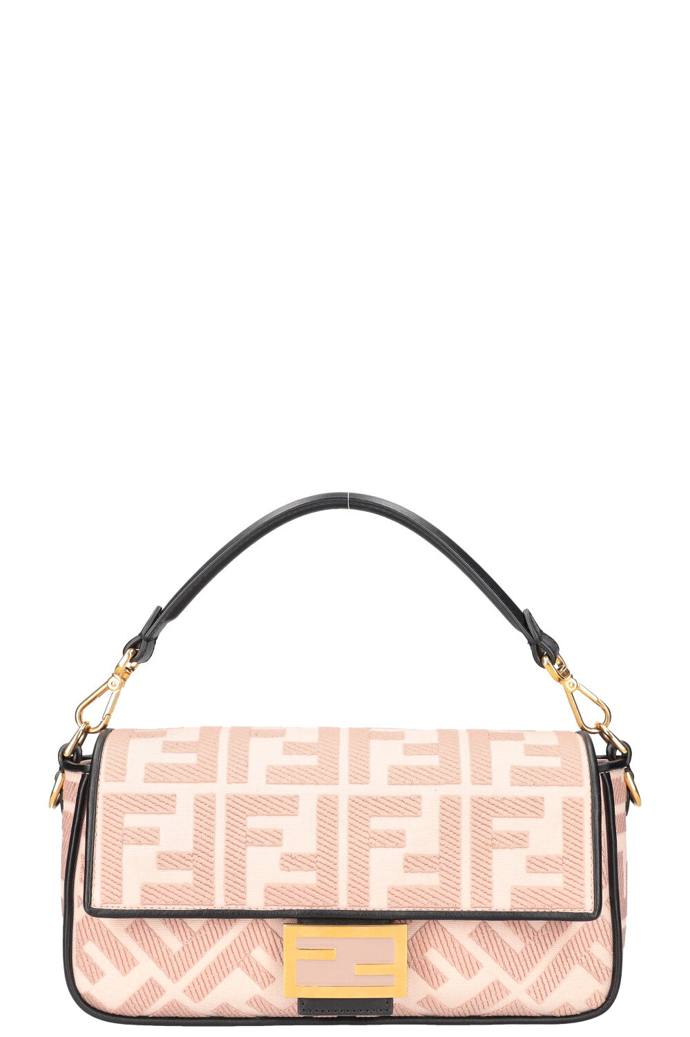 Luxury Fendi Baguette NM Zucca Embroidered Canvas Pink