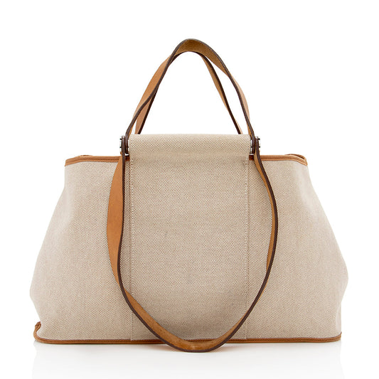 Luxury Hermes Canvas Calfskin Cabag Elan Tote - FINAL SALE (SHF-16359)