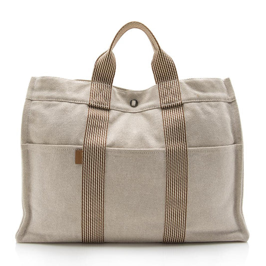 Luxury Hermes Canvas Herline MM Tote (SHF-14176)