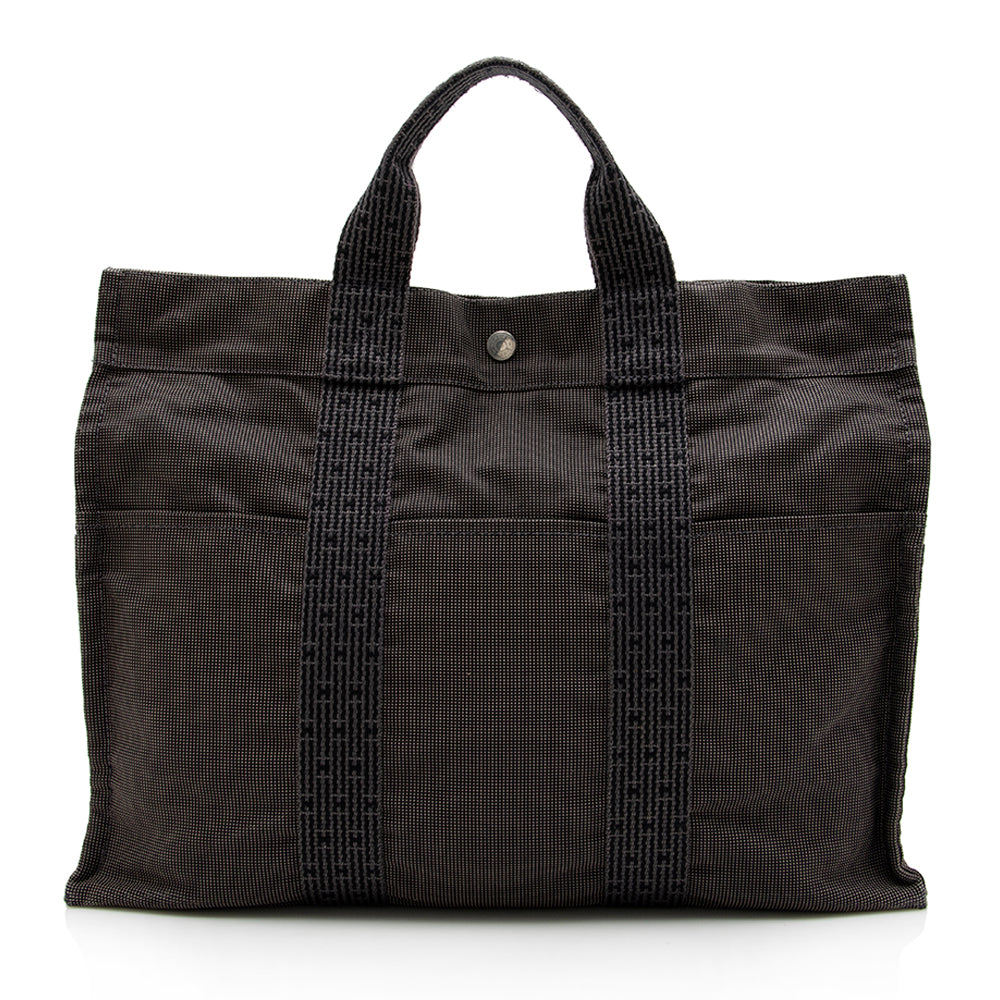 Luxury Hermes Canvas Herline MM Tote (SHF-15379)