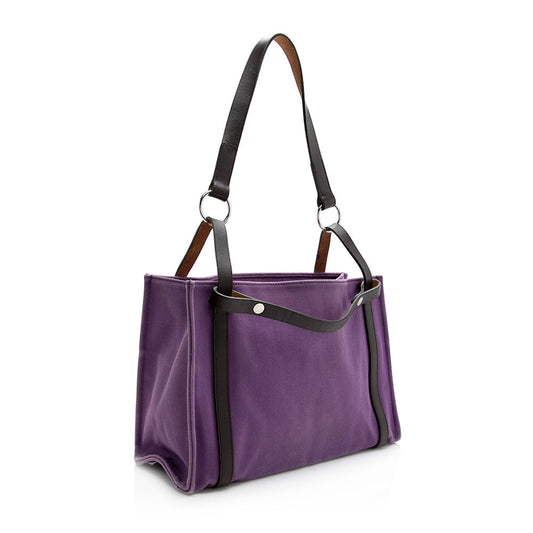 Luxury Hermes Canvas Leather Cabalicol Tote (SHF-21627)