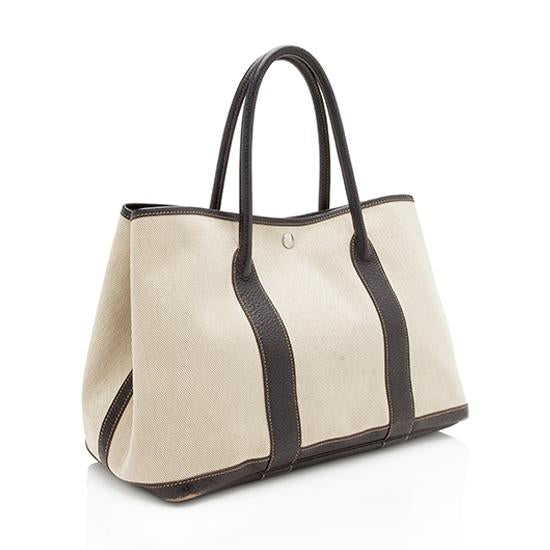 Luxury Hermes Canvas Leather Garden Party 36 Tote