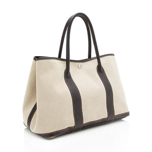 Luxury Hermes Canvas Leather Garden Party 36 Tote