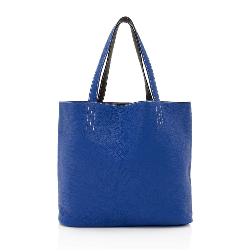 Luxury Hermes Clemence Leather Double Sens 45 Tote (SHF-20430)