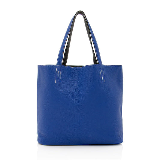 Luxury Hermes Clemence Leather Double Sens 45 Tote (SHF-20430)