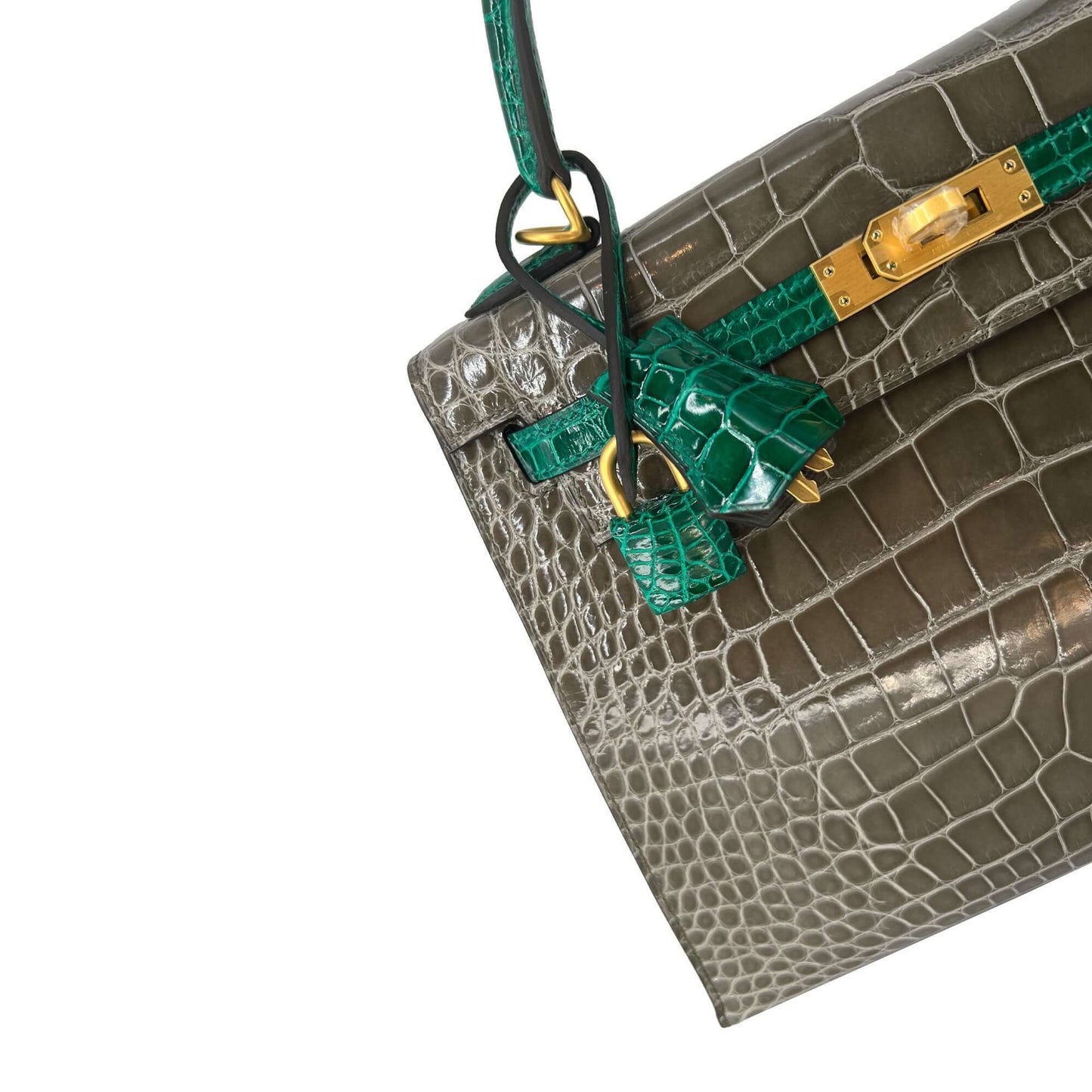 Top Quality Luxury Hermes Kelly designer bag Tourterelle Emerald Vert Lisse K25 GHW