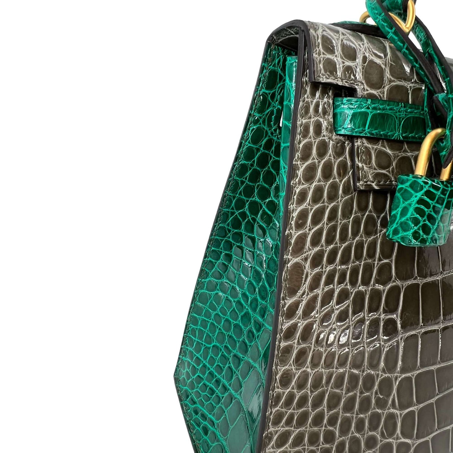 Top Quality Luxury Hermes Kelly designer bag Tourterelle Emerald Vert Lisse K25 GHW