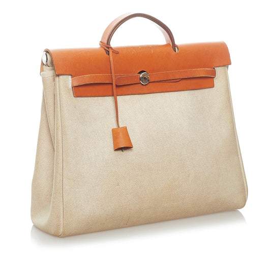Luxury Hermes Herbag Canvas Satchel (SHG-33496)