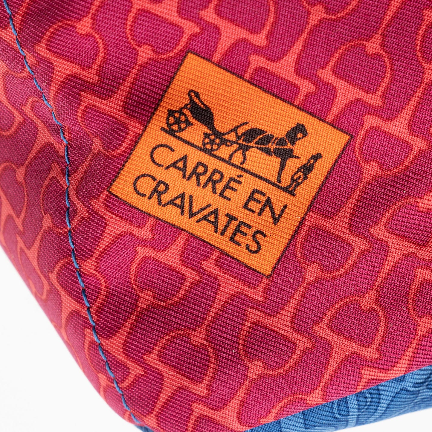 Luxury Hermes Silk Carre en Cravates Fourbi 25 Insert Drawstring Pouch (SHF-22816)