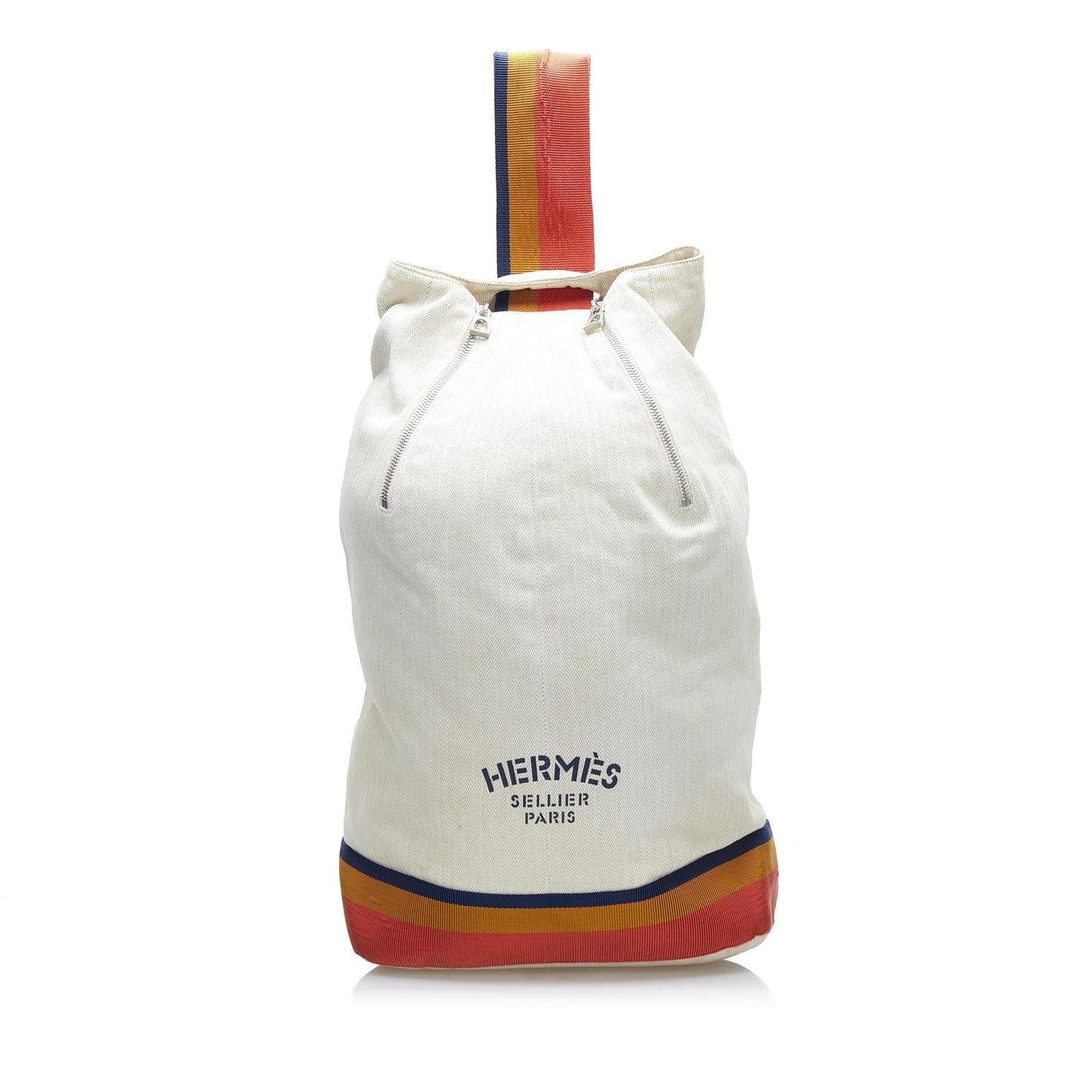 Luxury Hermes Toile Chevron Cavalier Sling Bag (SHG-Qhlu50)