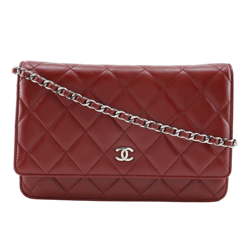 Chanel Lambskin Chain Wallet Red