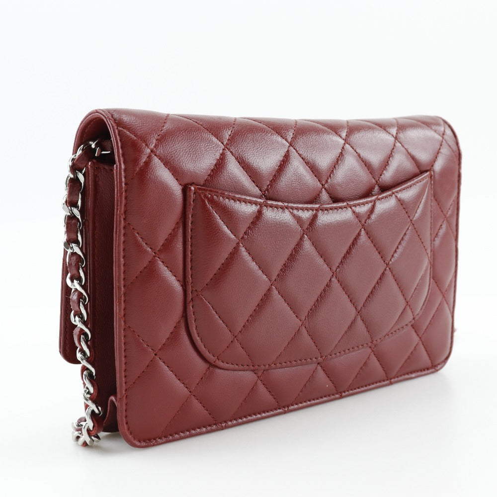 Chanel Lambskin Chain Wallet Red