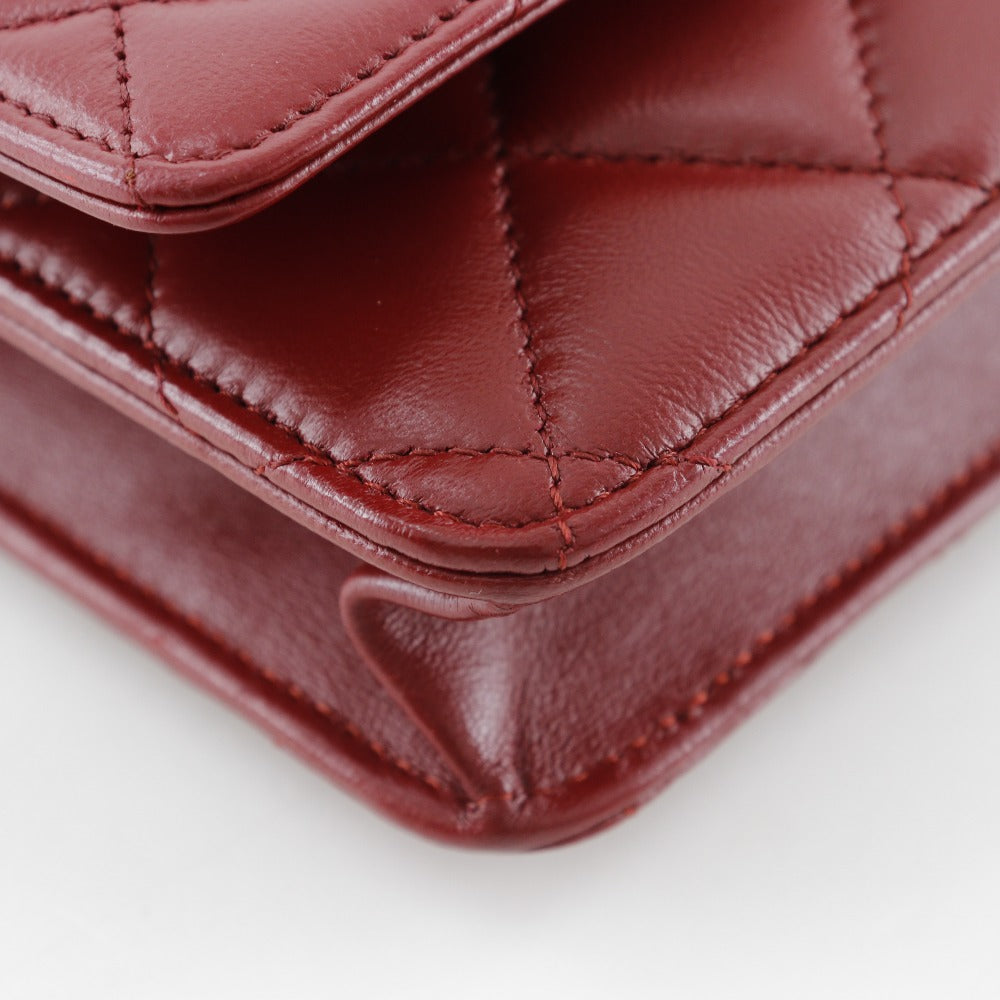 Chanel Lambskin Chain Wallet Red