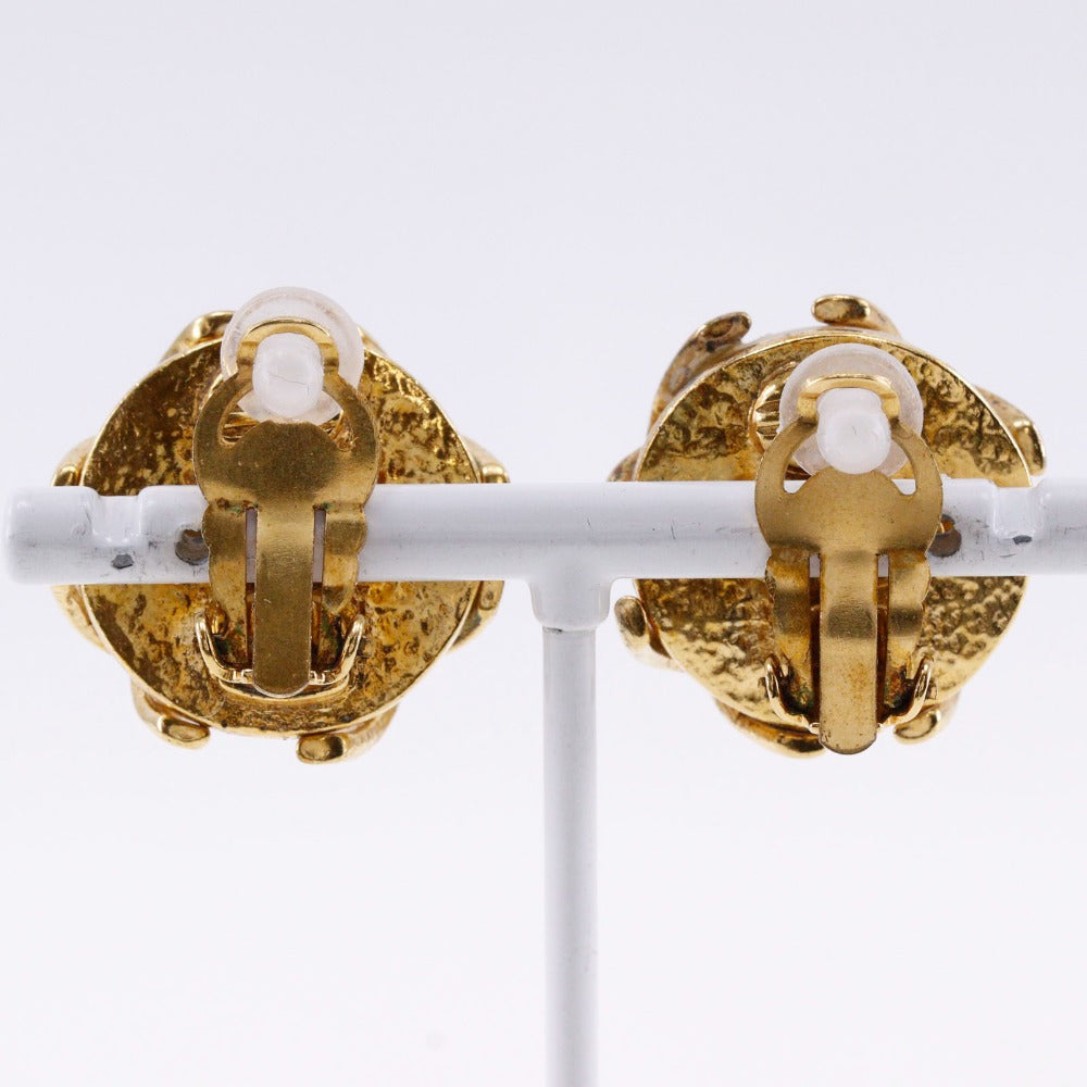 Chanel Coco Mark Earrings Gold Plated Faux Pearl