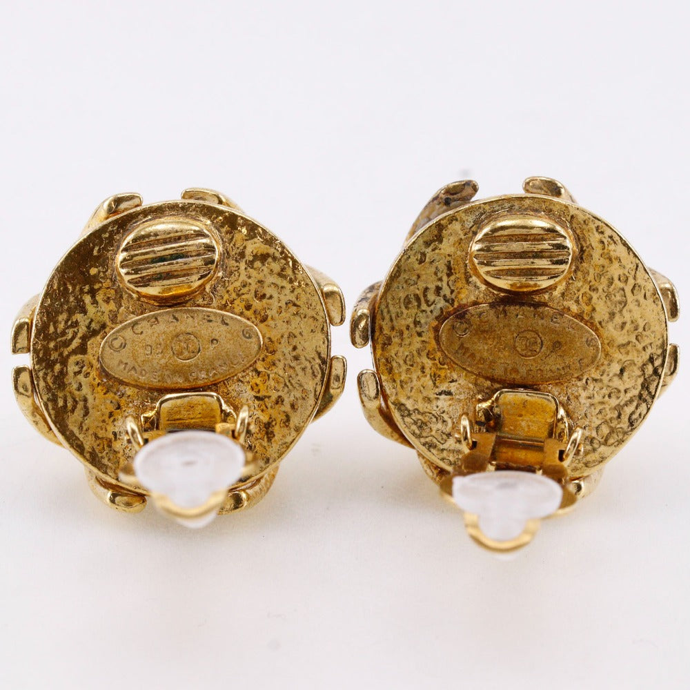 Chanel Coco Mark Earrings Gold Plated Faux Pearl