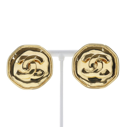 Chanel Coco Mark Earrings Gold Plated Vintage