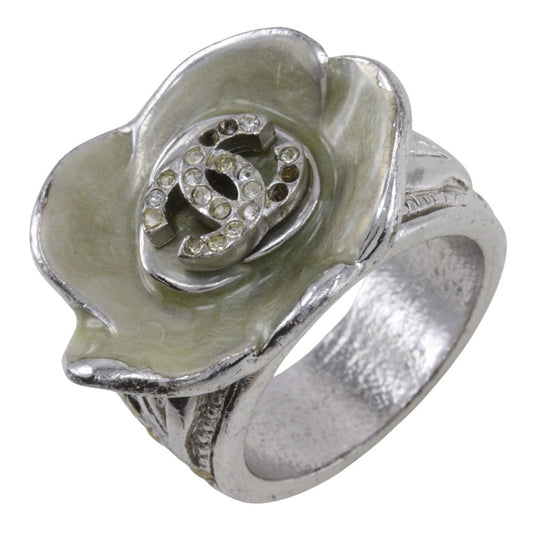 Chanel Coco Mark Ring Metal Rhinestone 14