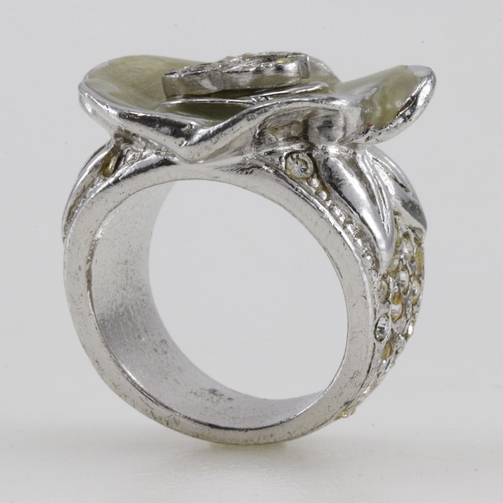 Chanel Coco Mark Ring Metal Rhinestone 14