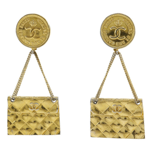 Chanel Gold Plated Earrings Vintage 93A