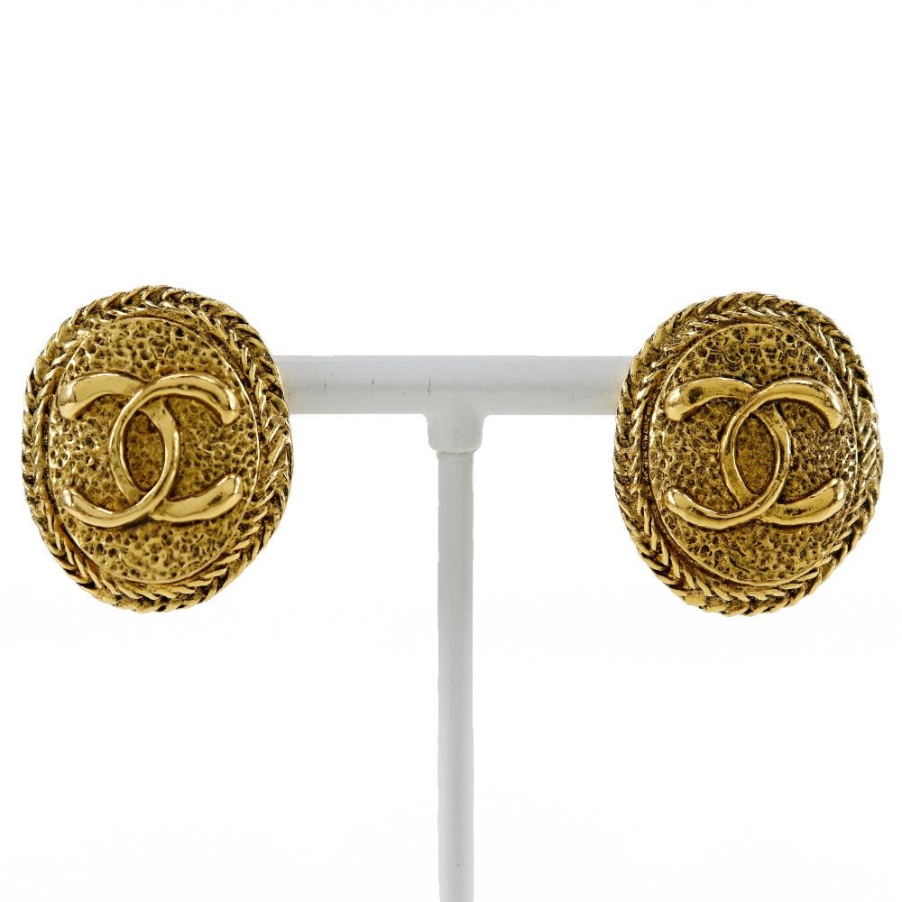 Chanel Coco Mark Vintage Earrings Gold Plated