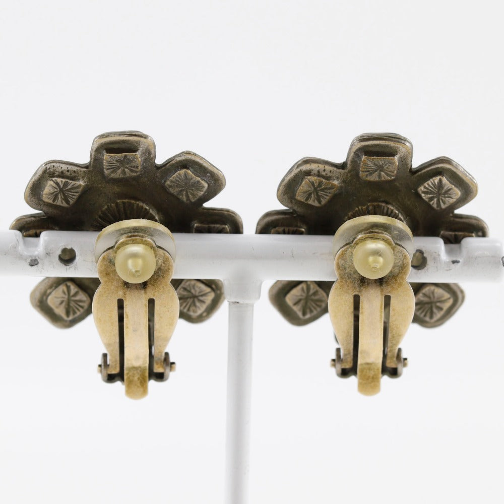 Chanel Coco Mark Metal Earrings Silver
