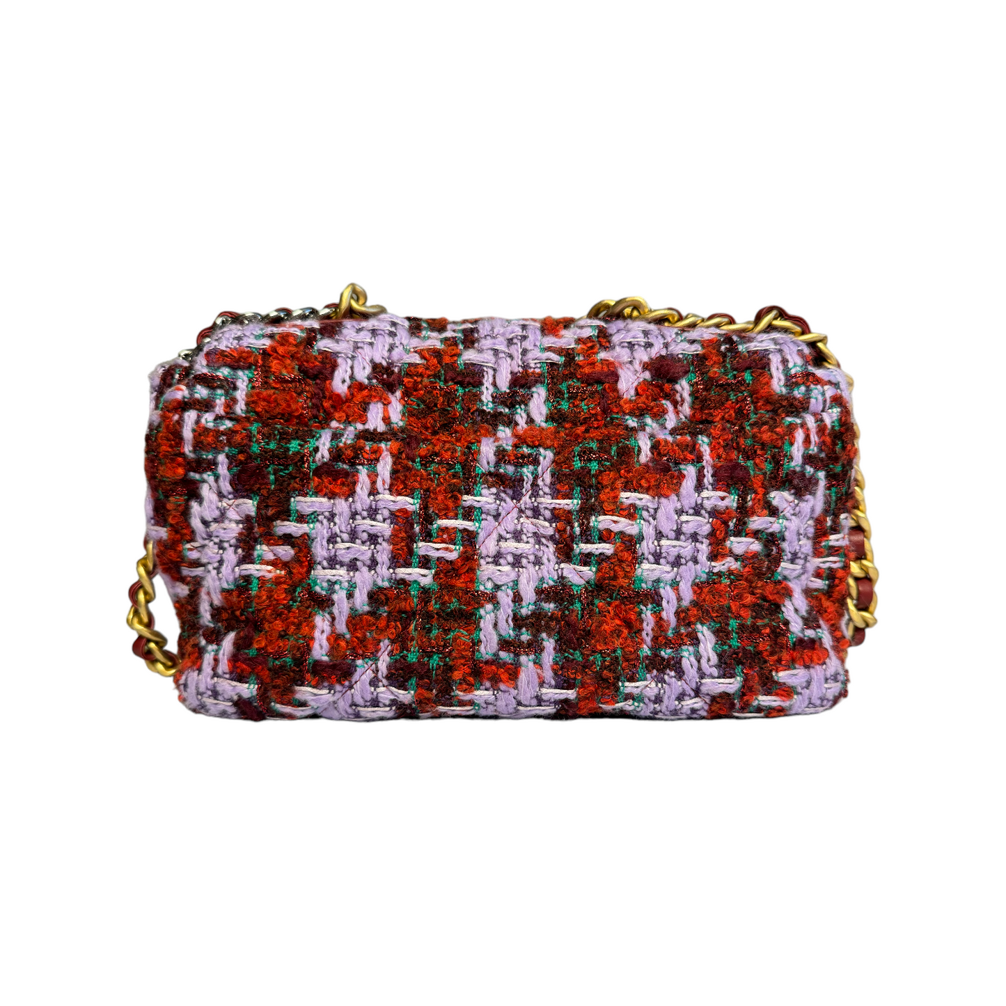 Luxury Chanel 19 Small Multicolor Tweed Gold